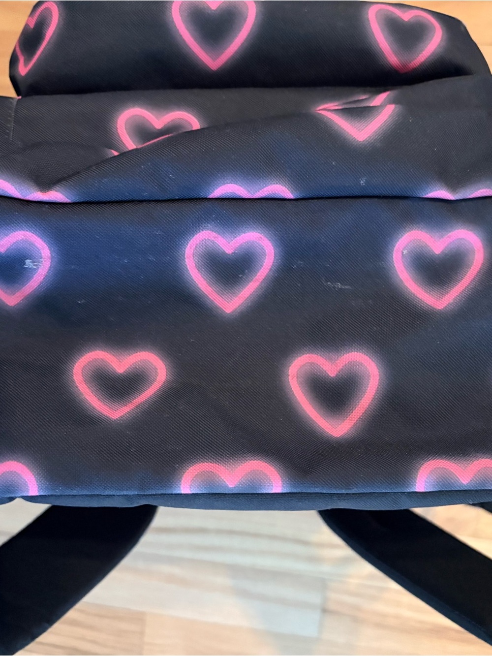 JanSport Big Student Laptop Backpack -- Black with Pink Hearts JS0A47JK - Picture 4 of 9